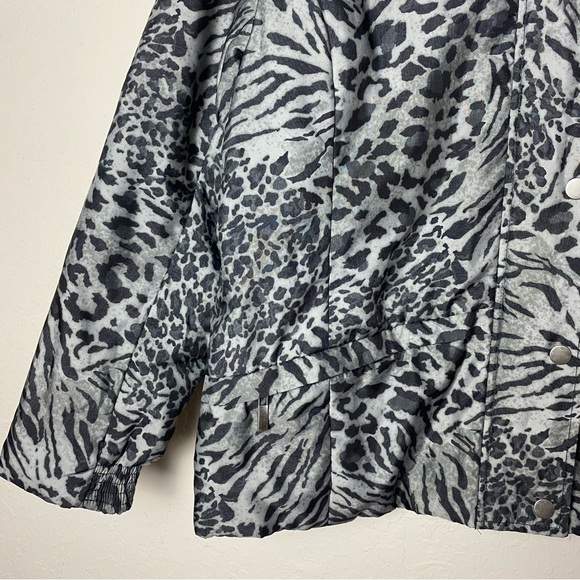 Jones New York Sport Puffer Zip-Up Jacket Gray Animal Print - Picture 3 of 8